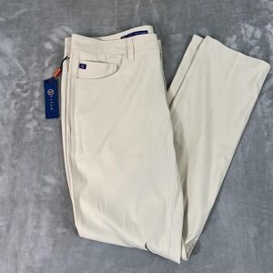 Stitch Golf Pants Mens 35x32 Oyster Heston Five Pocket Stretch Chino Beige